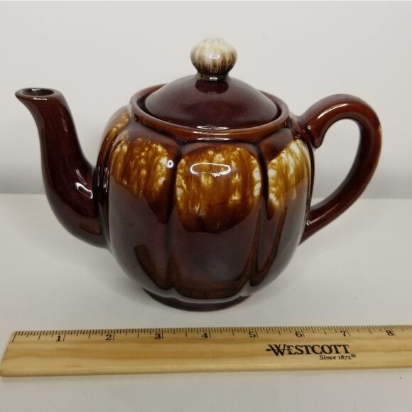 Japan Pottery Brown White Drip Glaze Teapot - Picture 12 of 14